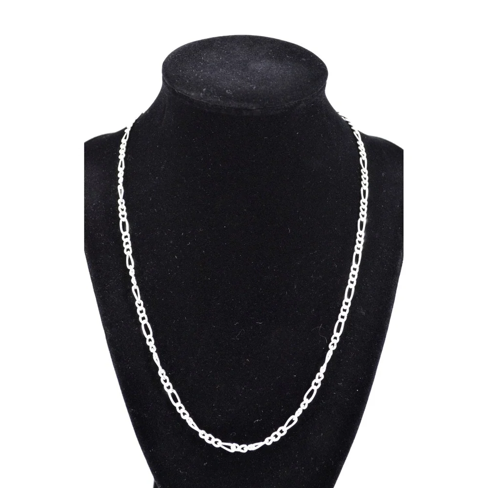 New Jordan Blue‎ Men's Sterling Silver Figaro Chain Necklace 19.5